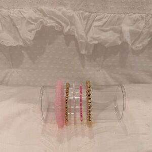 Pink and Gold Beaded Bracelets Set